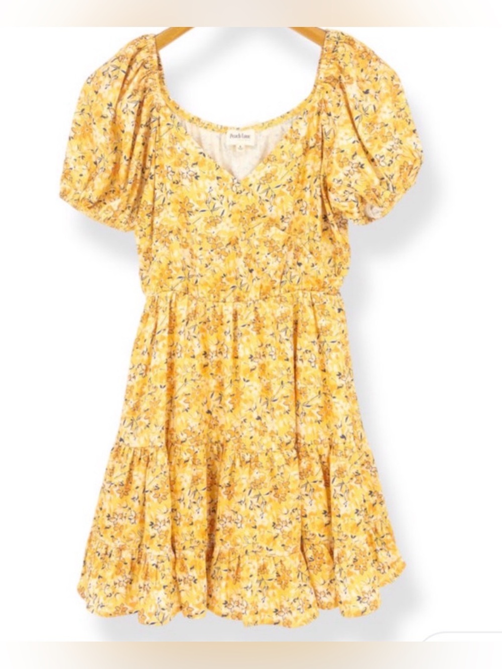 NWT Peach Love California Orange Floral Tangerine Orange Yellow V Neck Dress
